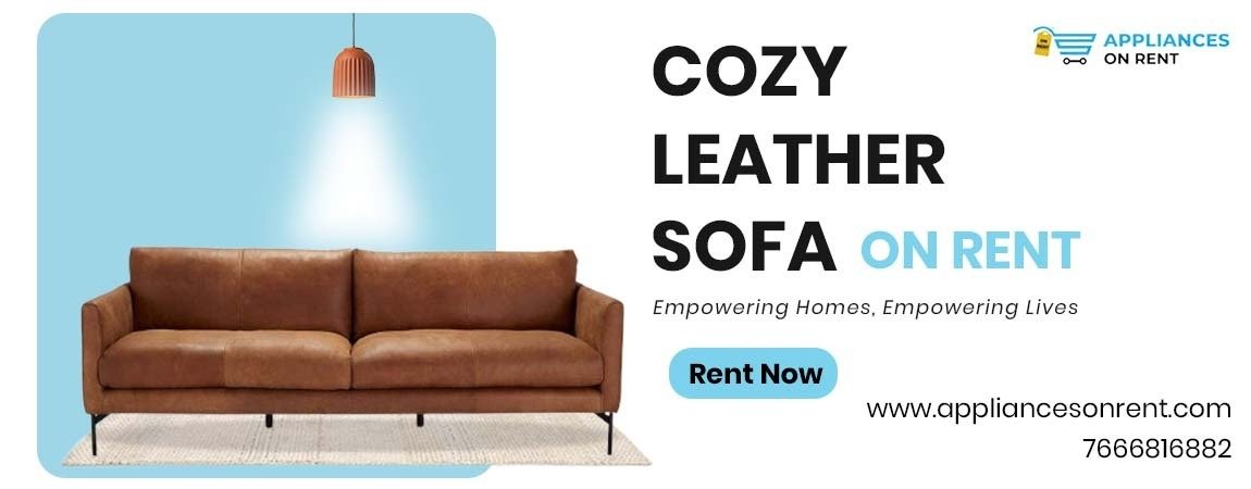 Cozy leather sofa on rent