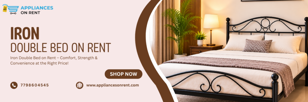 iron double bed on rent