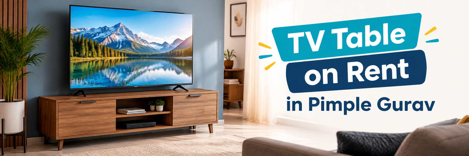Modern Living Room TV Table Rental Ad
